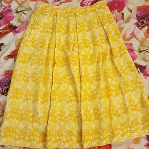 White and yellow Topshop midi skirt